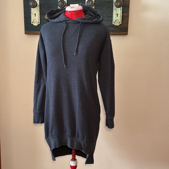 2/$18 Mossimo Grey Long Hoodie Sweater Dress Tunic Size XS - Picture 3 of 16